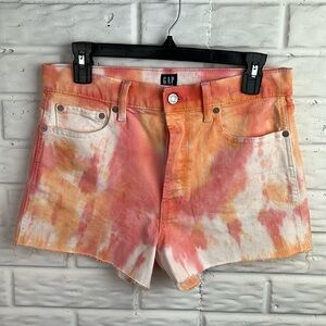 GAP DENIM 1969 CHEEKY SHORT TIE DYE GAP FOR GOOD BUTTON UP SIZE 6/28